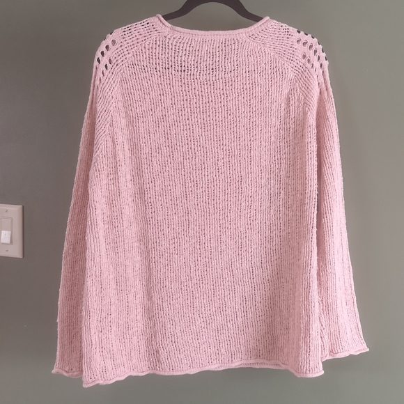 Mittoshop Pink Loose Knit Cotton Rolled Hem Long Sleeve Sweater Sz M Boutique - Picture 9 of 15